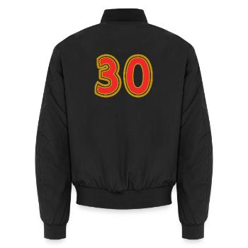30. 30 YEARS. 30th ANNIVERSARY. 30 YEARS ANNIVERSARY. - Unisex Bomber Jacket - black - Back - AI Model Male 185 light (185cm)