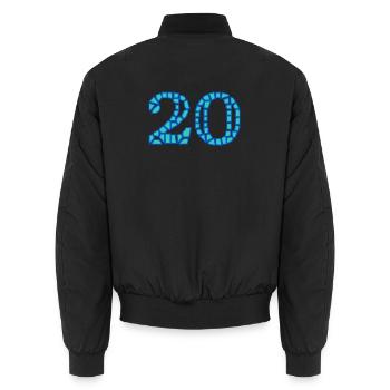 HAPPY BIRTHDAY. HAPPY BIRTHDAY. ANNIVERSARY. - Unisex Bomber Jacket - black - Back - AI Model Male 185 light (185cm)