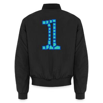 HAPPY BIRTHDAY. HAPPY BIRTHDAY. ANNIVERSARY. - Unisex Bomber Jacket - black - Back - AI Model Male 185 light (185cm)