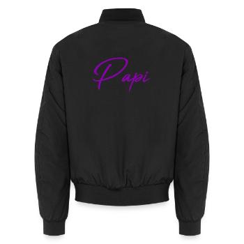 PAPI. PAPY. PAPA. FÊTE DES PÈRES. BONNE FÊTE PAPA. - Bomber unisexe - noir - Dos - AI Model Male 185 light (185cm)