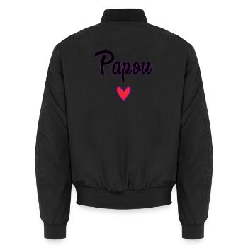 PAPUA. PAPA. VATERTAG. FROHER VATERTAG - Unisex Bomberjacke - Schwarz - Hinten - AI Model Male 185 light (185cm)
