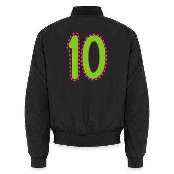 HAPPY BIRTHDAY. HAPPY BIRTHDAY. ANNIVERSARY. - Unisex Bomber Jacket - black - Back - AI Model Male 185 light (185cm)