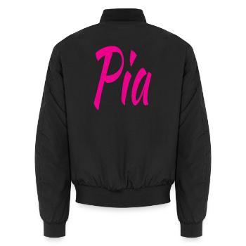 Pia Neon Script auf Schwarz - Unisex Bomberjacke - Schwarz - Hinten - AI Model Male 185 light (185cm)