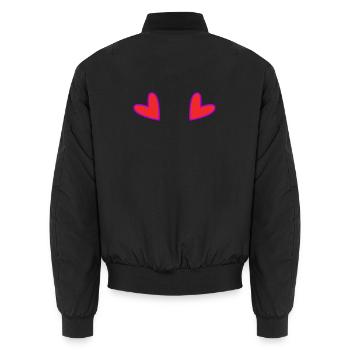 HEART. MOTHER'S DAY. HEART. HAPPY BIRTHDAY. MOM - Unisex Bomber Jacket - black - Back - AI Model Male 185 light (185cm)