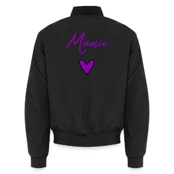 MAMIE. FÊTE DES MÈRES. BONNE FÊTE MAMIE. JE T'AIME - Bomber unisexe - noir - Dos - AI Model Male 185 light (185cm)