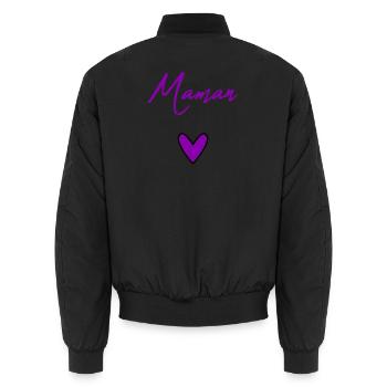 ALLES GUTE ZUM GEBURTSTAG. HERZ. SCHÖNEN MUTTERTAG. MAMA. FEST - Unisex Bomberjacke - Schwarz - Hinten - AI Model Male 185 light (185cm)