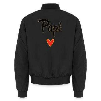 PAPY. FÊTE DES PÈRES. BONNE FÊTE PAPY. JE T'AIME. - Bomber unisexe - noir - Dos - AI Model Male 185 light (185cm)