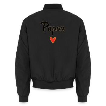 PAPUA. PAPA. VATERTAG. FROHER VATERTAG - Unisex Bomberjacke - Schwarz - Hinten - AI Model Male 185 light (185cm)