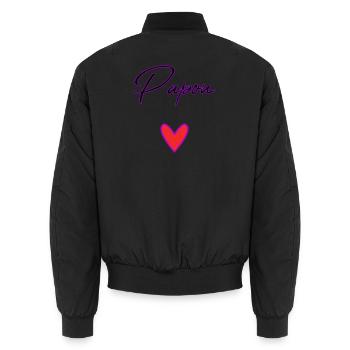 PAPA. VATERTAG. FROHER VATERTAG. ALLES GUTE ZUM GEBURTSTAG. - Unisex Bomberjacke - Schwarz - Hinten - AI Model Male 185 light (185cm)