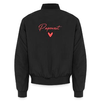 PAPOUNET. PAPA. VATERTAG. FROHER VATERTAG - Unisex Bomberjacke - Schwarz - Hinten - AI Model Male 185 light (185cm)