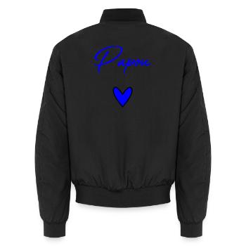 PAPA. VATERTAG. FROHER VATERTAG. ALLES GUTE ZUM GEBURTSTAG. - Unisex Bomberjacke - Schwarz - Hinten - AI Model Male 185 light (185cm)