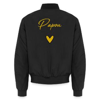 PAPA. FÊTE DES PÈRES. BONNE FÊTE PAPA. BONNE FÊTE. - Bomber unisexe - noir - Dos - AI Model Male 185 light (185cm)
