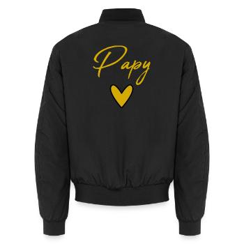 PAPY. PAPA. FÊTE DES PÈRES. BONNE FÊTE PAPA. BONNE - Bomber unisexe - noir - Dos - AI Model Male 185 light (185cm)