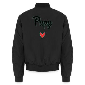 PAPY. PAPA. FÊTE DES PÈRES. BONNE FÊTE PAPA. BONNE - Bomber unisexe - noir - Dos - AI Model Male 185 light (185cm)