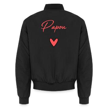 PAPUA. PAPA. VATERTAG. FROHER VATERTAG - Unisex Bomberjacke - Schwarz - Hinten - AI Model Male 185 light (185cm)