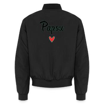 PAPUA. PAPA. VATERTAG. FROHER VATERTAG - Unisex Bomberjacke - Schwarz - Hinten - AI Model Male 185 light (185cm)