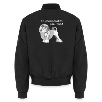 Löwchen grau - Unisex Bomberjacke - Schwarz - Hinten - AI Model Male 185 light (185cm)