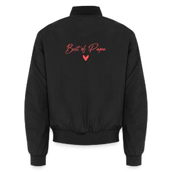 PAPA. VATERTAG. FROHER VATERTAG. ALLES GUTE ZUM GEBURTSTAG. - Unisex Bomberjacke - Schwarz - Hinten - AI Model Male 185 light (185cm)
