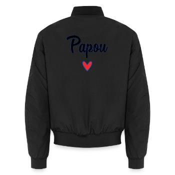 PAPUA. PAPA. VATERTAG. FROHER VATERTAG - Unisex Bomberjacke - Schwarz - Hinten - AI Model Male 185 light (185cm)