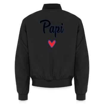 PAPY. FÊTE DES PÈRES. BONNE FÊTE PAPY. JE T'AIME. - Bomber unisexe - noir - Dos - AI Model Male 185 light (185cm)