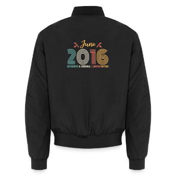 Juni 2016 Geburtstag Juni 2016 Retro Juni - Unisex Bomberjacke - Schwarz - Hinten - AI Model Male 185 light (185cm)