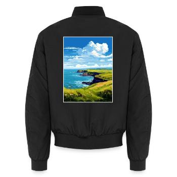 Das Lizard Peninsula Cornwall Reiseposter - Unisex Bomberjacke - Schwarz - Hinten - AI Model Male 185 light (185cm)
