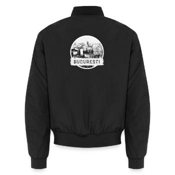 Bukarest City - Unisex Bomberjacke - Schwarz - Hinten - AI Model Male 185 light (185cm)