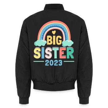 Große Schwester 2023 Große Schwester 23 - Unisex Bomberjacke - Schwarz - Hinten - AI Model Male 185 light (185cm)