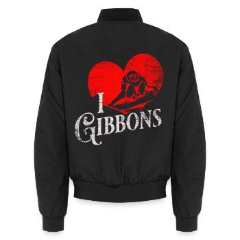 Behänder Gibbon Dschungelturner - Unisex Bomberjacke - Schwarz - Hinten - AI Model Male 185 light (185cm)