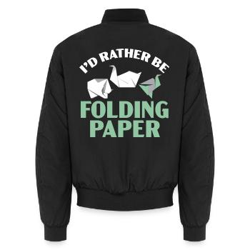 Ich würde lieber Papier falten Origami Japanische - Unisex Bomberjacke - Schwarz - Hinten - AI Model Male 185 light (185cm)