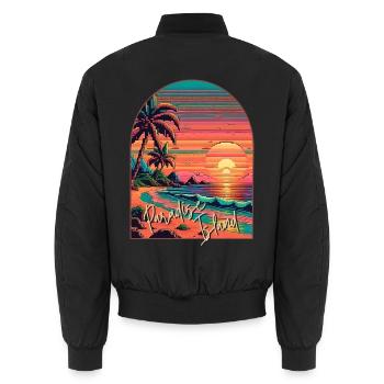 Paradies-Insel - Unisex Bomberjacke - Schwarz - Hinten - AI Model Male 185 light (185cm)