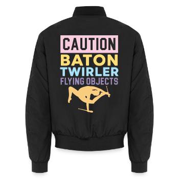 Vorsicht Baton Twirler Fliegende Objekte Baton Twi - Unisex Bomberjacke - Schwarz - Hinten - AI Model Male 185 light (185cm)