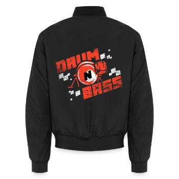 Energetischer Drum n Bass Beat - Unisex Bomberjacke - Schwarz - Hinten - AI Model Male 185 light (185cm)