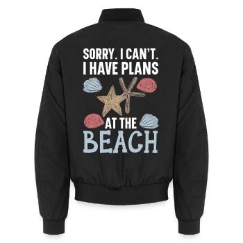 Weniger Leute, mehr Muschelsammeln Strandkämmen St - Unisex Bomberjacke - Schwarz - Hinten - AI Model Male 185 light (185cm)