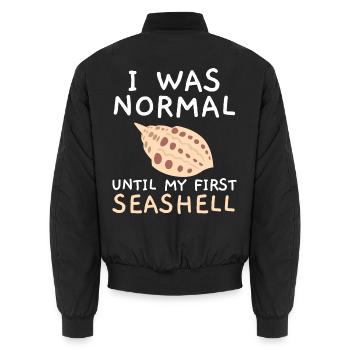 Ich war normal, bis ich meine erste Muschel entdec - Unisex Bomberjacke - Schwarz - Hinten - AI Model Male 185 light (185cm)