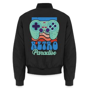 Retro Paradise Arcade Spiele Video Spiel Spiel Ner - Unisex Bomberjacke - Schwarz - Hinten - AI Model Male 185 light (185cm)
