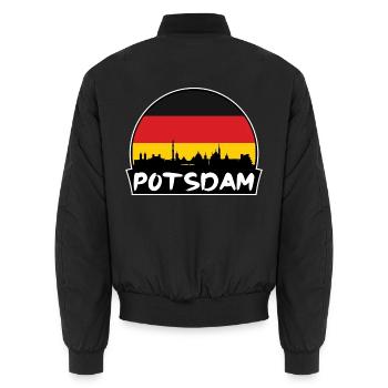Potsdam Deutschland Flagge Skyline Silhouette Reisen - Unisex Bomberjacke - Schwarz - Hinten - AI Model Male 185 light (185cm)
