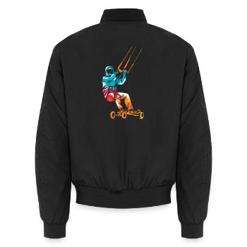 Actionreiches Kite Landboarding - Unisex Bomberjacke - Schwarz - Hinten - AI Model Male 185 light (185cm)