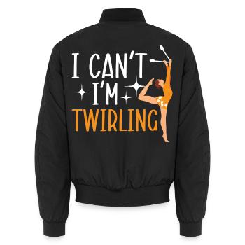 Ich kann nicht, ich wirble Baton Twirler Baton Twi - Unisex Bomberjacke - Schwarz - Hinten - AI Model Male 185 light (185cm)