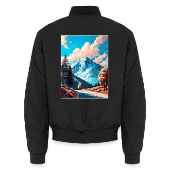 Mount Wilson California Vintage Reiseposter WPA - Unisex Bomberjacke - Schwarz - Hinten - AI Model Male 185 light (185cm)