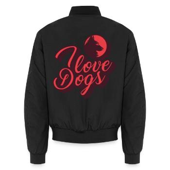 I love Dogs - Schriftzug mit Hundekopf - Unisex Bomberjacke - Schwarz - Hinten - AI Model Male 185 light (185cm)