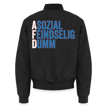 asozial feindselig dumm! - Unisex Bomberjacke - Schwarz - Hinten - AI Model Male 185 light (185cm)