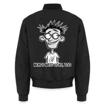 Nerds brauchen auch Liebe - Unisex Bomberjacke - Schwarz - Hinten - AI Model Male 185 light (185cm)