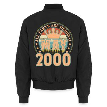 Mai 2000. Geburtstagsgeschenk im Mai 2000. Mai 2000 - Unisex Bomberjacke - Schwarz - Hinten - AI Model Male 185 light (185cm)