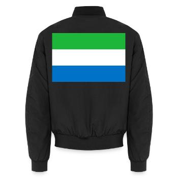 Sierra Leone – Flaggenwappen Grün, Weiß Blau - Unisex Bomberjacke - Schwarz - Hinten - AI Model Male 185 light (185cm)
