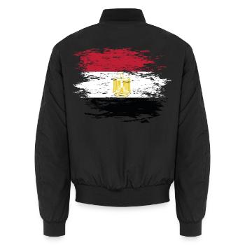 Egypt flag used - Unisex Bomber Jacket - black - Back - AI Model Male 185 light (185cm)