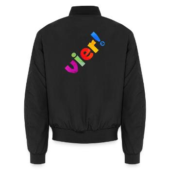 VIER 4 JAHRE 4. GEBURTSTAG - Unisex Bomberjacke - Schwarz - Hinten - AI Model Male 185 light (185cm)