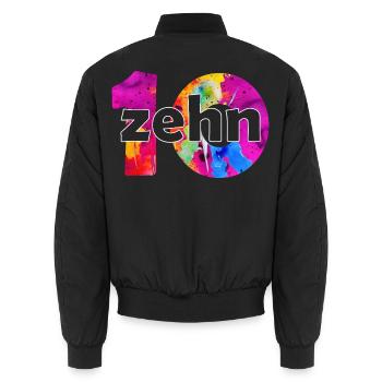 ZEHN 10 JAHRE JUNGE 10. GEBURTSTAG - Unisex Bomberjacke - Schwarz - Hinten - AI Model Male 185 light (185cm)