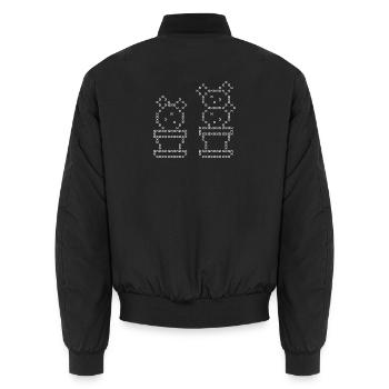 Cross stitch CACTI white - Unisex Bomber Jacket - black - Back - AI Model Male 185 light (185cm)