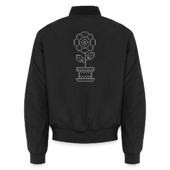 Cross stitch SUNFLOWER white - Unisex Bomber Jacket - black - Back - AI Model Male 185 light (185cm)